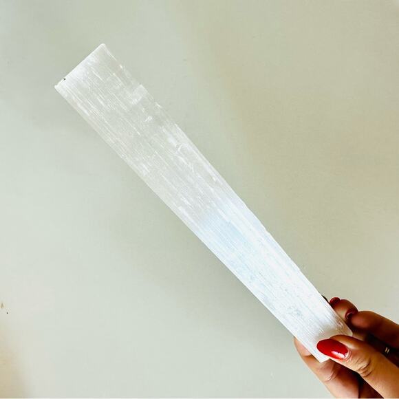 VINTAGE White Clear Selenite 8" Stick Wand Gemstone Crystal Zen Yoga Meditation - Picture 5 of 9